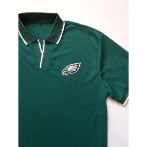 Philadelphia Eagles Mens Dri Fit Polo Shirt L Green White Silver Stripe Football
